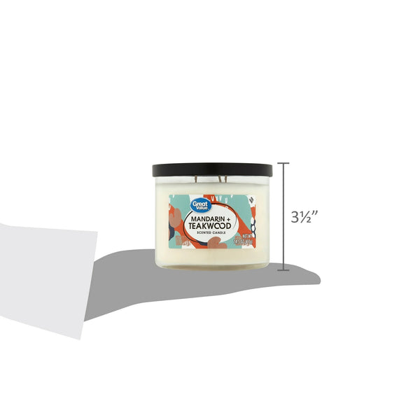 Mandarin & Teakwood Aromatherapy Candles Scented - 1 pack - 14 oz per pack - plus 3 My Outlet Mall Resealable Storage Pouches