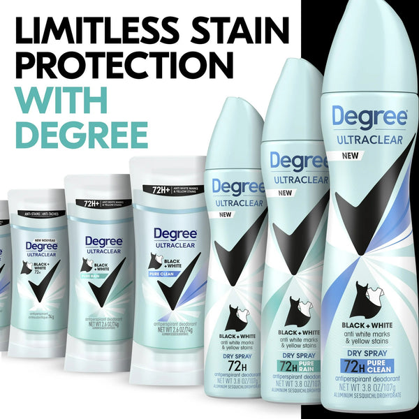 Ultra Clear Long Lasting Antiperspirant Deodorant Dry Spray, Pure Clean - 1 pack - 3.8 oz per pack - plus 3 My Outlet Mall Resealable Storage Pouches