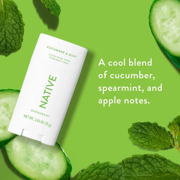 Deodorant, Aluminum Free, Cucumber & Mint, for Women and Men - 2 packs - 2.65 oz per pack - plus 3 My Outlet Mall Resealable Storage Pouches