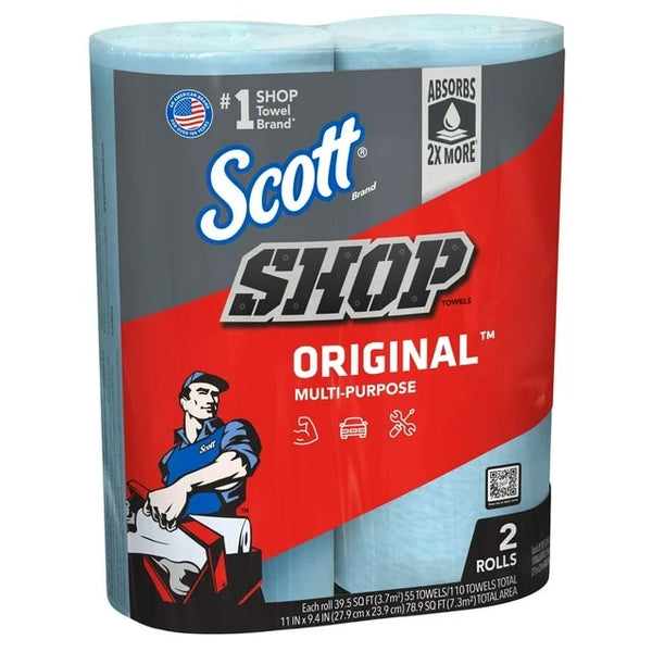 Multi-Purpose, Shop Towel, 2 Rolls, 55 Sheets Per Roll - 2 packs - plus 3 My Outlet Mall Resealable Storage Pouches