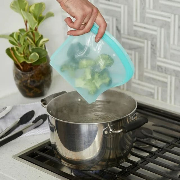 Reusable Silicone Sandwich Food Storage Bag, Blue - 1 pack - plus 3 My Outlet Mall Resealable Storage Pouches