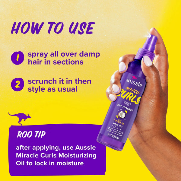 Miracle Curls Curl Refresher Spray Gel, Max Hold, for All Hair Types - 2 packs - 5.7Fl oz per pack - plus 3 My Outlet Mall Resealable Storage Pouches
