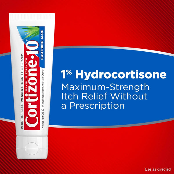 1% Hydrocortisone Soothing Aloe Anti-Itch Cream for Eczema and Bug Bite Relief, Maximum Strength - 3 packs - 2 oz per pack - plus 3 My Outlet Mall Resealable Storage Pouches