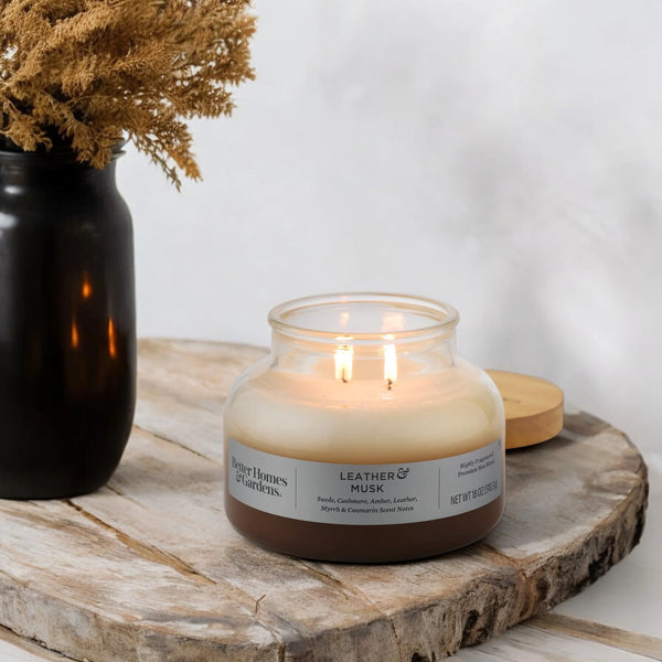 Leather and Musk Scented 2-Wick Ombre Bell Jar Candle - 3 packs - 18 oz per pack - plus 3 My Outlet Mall Resealable Storage Pouches