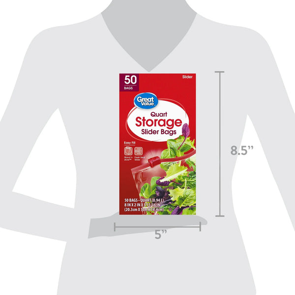 Fresh Seal Slider Zipper Bags, Quart Storage  - 1 pack -  50 Count per pack - plus 3 My Outlet Mall Resealable Storage Pouches