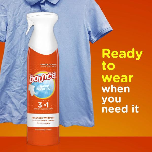 Rapid Touch-Up 3 in 1 Static Remover, Wrinkle Releaser, Fabric Refreshing Odor Eliminator, Fresh Scent - 2 packs - 9.7 oz per pack  plus 3 My Outlet Mall Resealable Storage Pouches