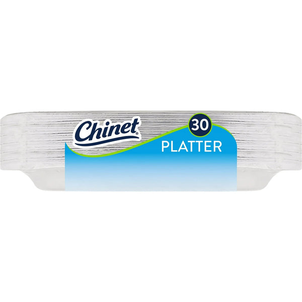 Classic Premium Disposable Paper Platters 12 ⅝ x 10", White - 1 pack - 30 Count per pack - plus 3 My Outlet Mall Resealable Storage Pouches