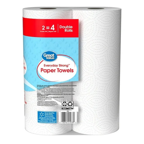 Everyday Strong Paper Towels, Split Sheets, 2 Double Rolls, Compare to Sparkle - 1 pack - plus 3 My Outlet Mall Resealable Storage Pouches