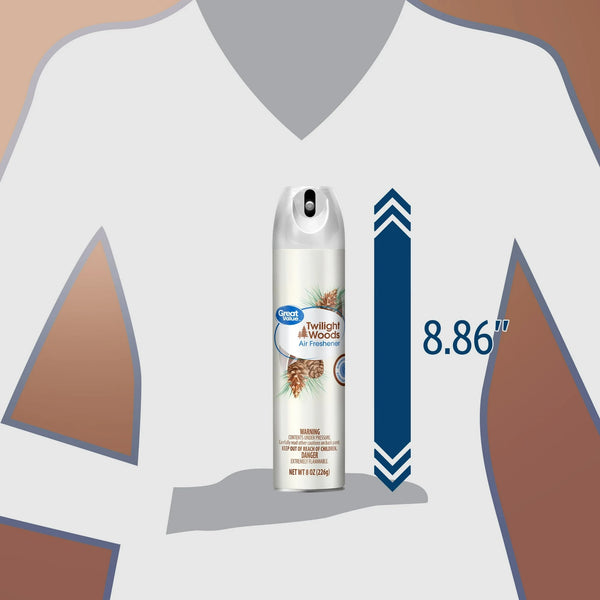 Aerosol Air Freshener, Twilight Woods - 2 packs - 8 oz per pack - plus 3 My Outlet Mall Resealable Storage Pouches