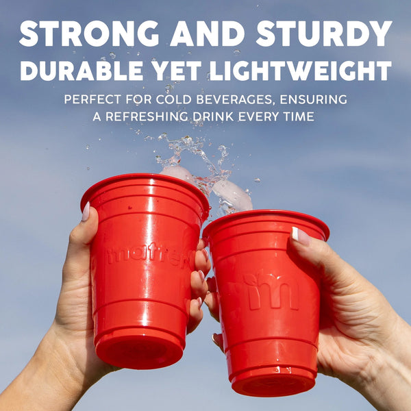 Compostable Disposable Cups, 18 oz, Red - 1 pack - 50 Count per pack - plus 3 My Outlet Mall Resealable Storage Pouches