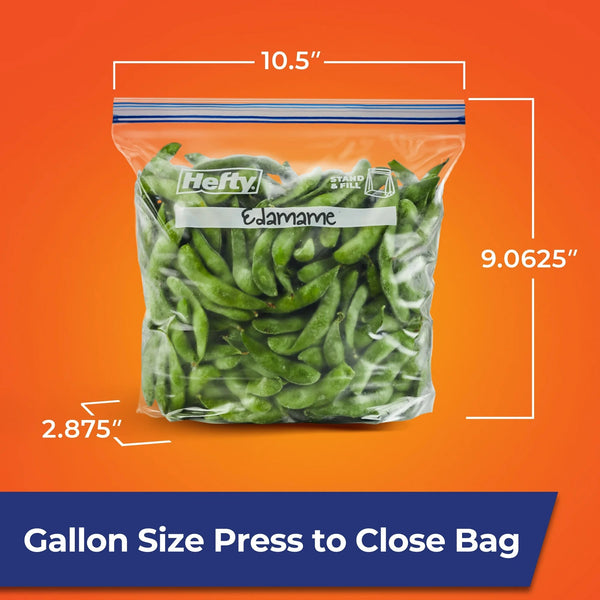 Press to Close Plastic Freezer Bags, Gallon Size - 1 Pack - 40 Count per pack- plus 3 My Outlet Mall Resealable Storage Pouches