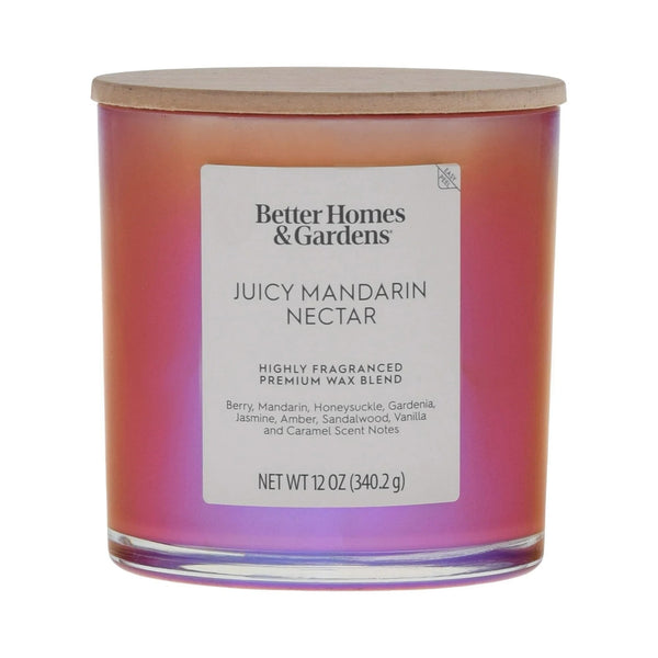 Juicy Mandarin Nectar Scented 2-Wick Iridescent Jar Candle - 1 pack - 12 oz per pack - plus 3 My Outlet Mall Resealable Storage Pouches
