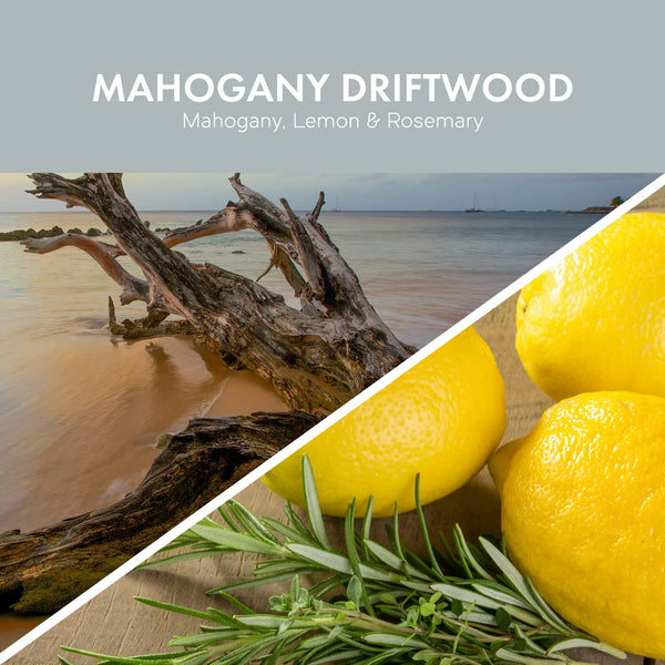 Mahogany Driftwood Scented 3 Wick Jar Candle - 2  packs - 14.5 oz per pack - plus 3 My Outlet Mall Resealable Storage Pouches
