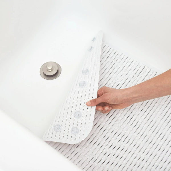 Cushioned Foam Bathtub Mat with Suction Cups, White 17" x 36" - 1 pack - plus 3 My Outlet Mall Resealable Storage Pouches