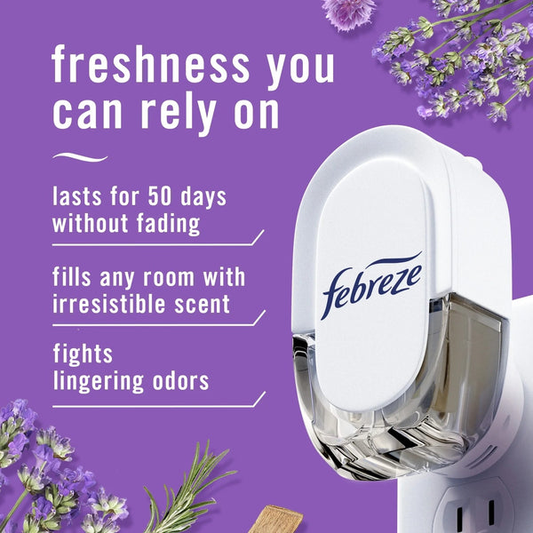 Plug Refill Odor-Fighting Air Freshener Mediterranean Lavender Scent - 1 pack - 2 count per pack - plus 3 My Outlet Mall Resealable Storage Pouches