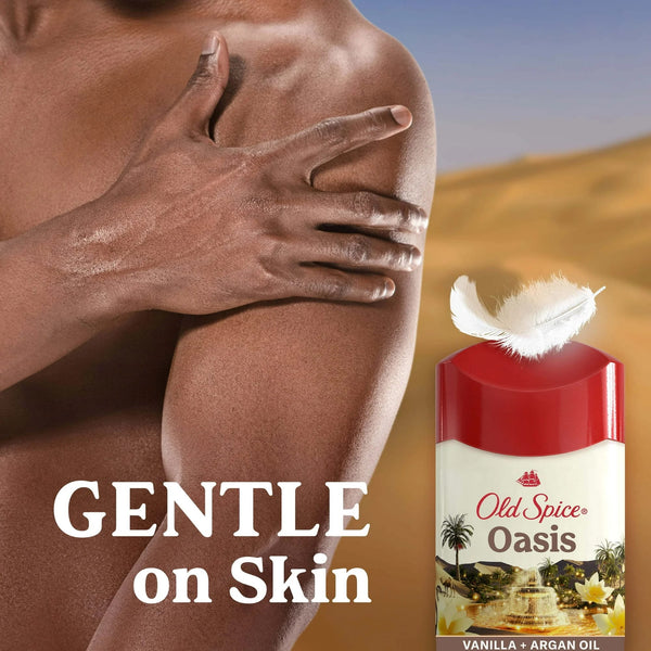 Men's Antiperspirant Deodorant, Invisible Solid Stick, Oasis with Vanilla - 1 pack - 2.6 oz per pack - plus 3 My Outlet Mall Resealable Storage Pouches