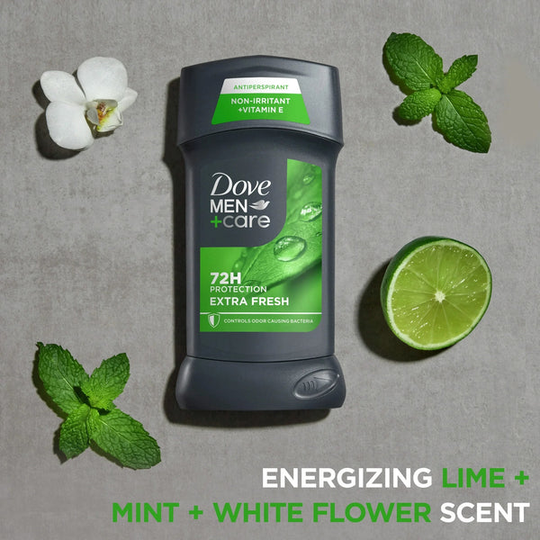 Men+Care Antiperspirant Deodorant Stick for Men Extra Fresh with Moisturizing Cream Citrus Scent - 2 packs - 2.7 oz per pack - plus 3 My Outlet Mall Resealable Storage Pouches