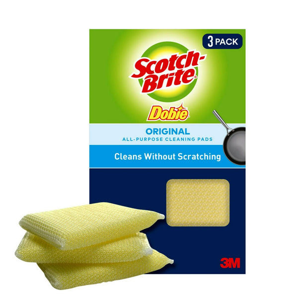 Dobie All-purpose Cleaning Pads, Yellow - 1 pack -  3 count per pack - plus 3 My Outlet Mall Resealable Storage Pouches