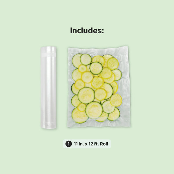 Heat Seal 11 in. Vacuum Sealer Roll, 11" x 12', Clear - 3 packs - plus 3 My Outlet Mall Resealable Storage Pouches