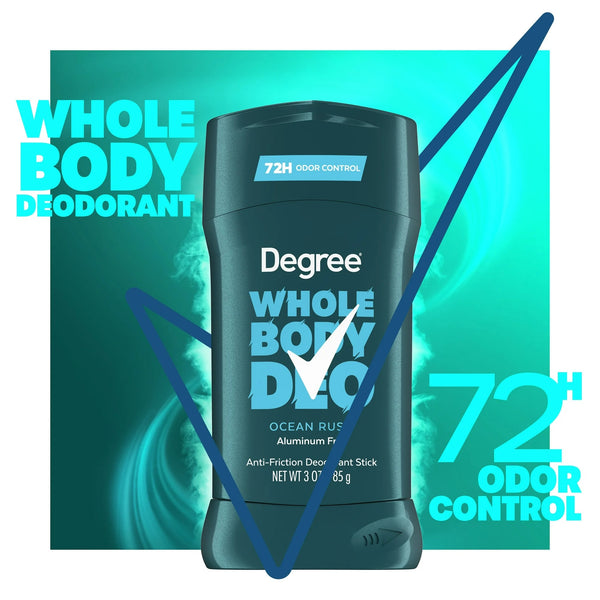 Men Whole Body Deodorant Stick for Men Ocean Rush Scent Aluminum Free - 3 packs - 3 oz per pack - plus 3 My Outlet Mall Resealable Storage Pouches