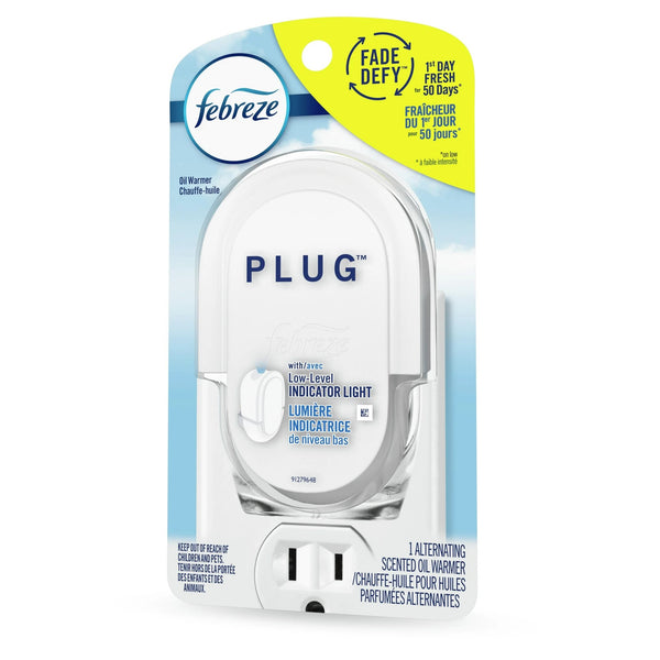 Odor-Fighting Fade Defy Plug Air Freshener Warmer Device, Fresh - 1 pack - 1 count per pack - plus 3 My Outlet Mall Resealable Storage Pouches