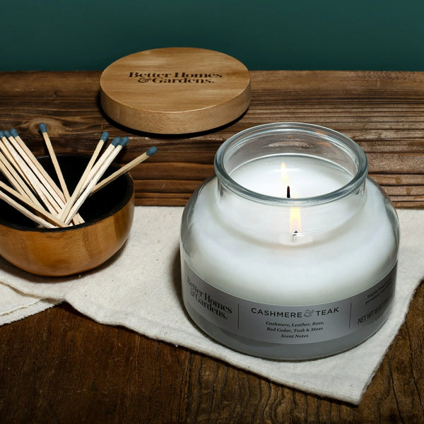 Cashmere Teak Scented 2-Wick Ombre Bell Jar Candle - 1 pack - 18 oz per pack - plus 3 My Outlet Mall Resealable Storage Pouches