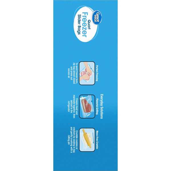 Freezer Guard Slider Zipper Bags, Quart Freezer - 1 pack -  75 Count per pack - plus 3 My Outlet Mall Resealable Storage Pouches