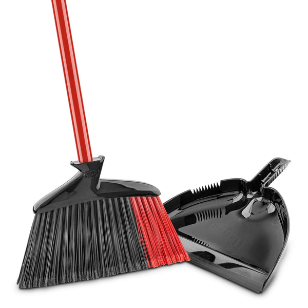 High Power Angle Broom & Dustpan Steel Handle 13.75 in. Wide Red Black - 1 pack - plus 3 My Outlet Mall Resealable Storage Pouches