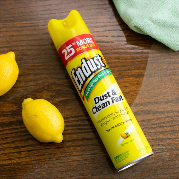 Multi-Surface Dusting and Cleaning Spray, Lemon Zest - 1 pack - 12 oz per pack  plus 3 My Outlet Mall Resealable Storage Pouches