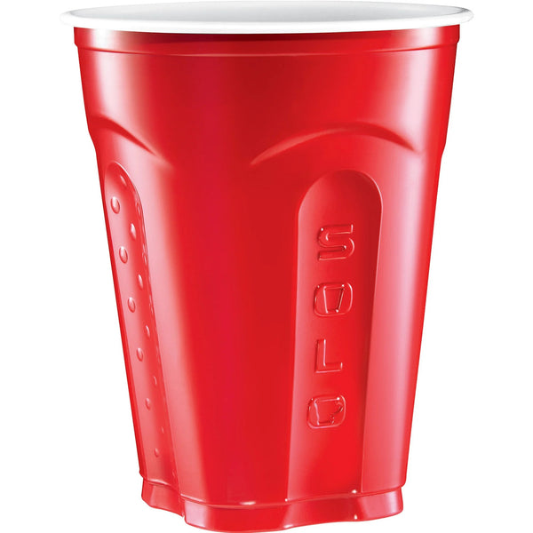 Red Party Plastic Disposable Cups, 18 oz - 1 pack - 50 Count per pack - plus 3 My Outlet Mall Resealable Storage Pouches