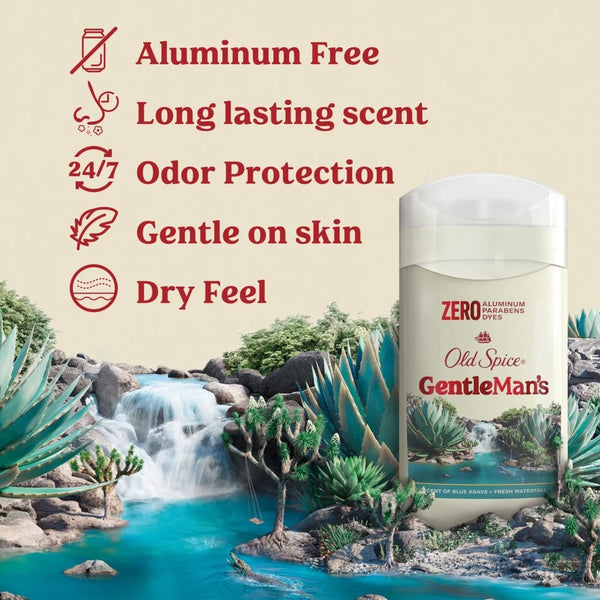Gentleman's Collection Men's Deodorant Stick, Blue Agave & Fresh Waterfall Scent - 1 pack - 3 oz per pack - plus 3 My Outlet Mall Resealable Storage Pouches