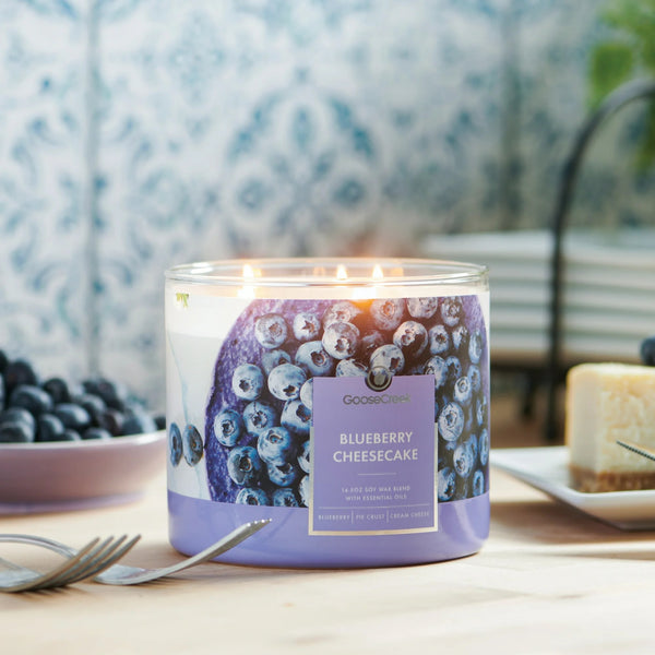 Blueberry Cheesecake Scented 3 Wick Jar Candle, Sweet - 1 pack - 14.5 oz per pack - plus 3 My Outlet Mall Resealable Storage Pouches