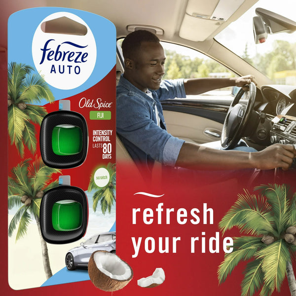 Auto Car Air Freshener, Odor-Fighting Car Vent Clip, Old Spice Fiji - 1 pack - 2 count per pack plus 3 My Outlet Mall Resealable Storage Pouches