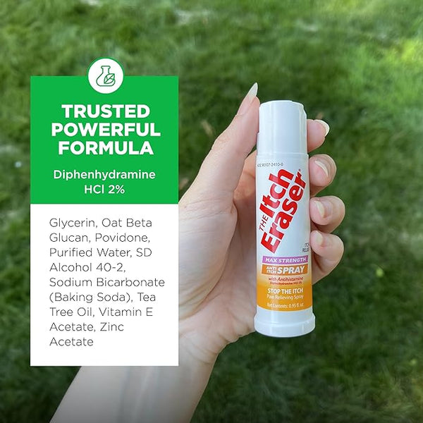 The Itch Eraser Spray - 1 pack - 0.95 Fl oz per pack - plus 3 My Outlet Mall Resealable Storage Pouches