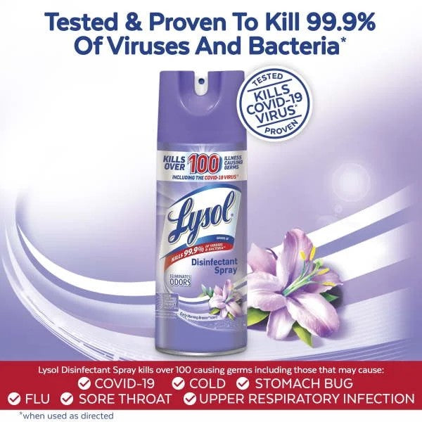 Disinfectant Spray, Sanitizing and Antibacterial Spray, Early Morning Breeze Scent - 2 packs - 12.5 oz per pack - plus 3 My Outlet Mall Resealable Storage Pouches