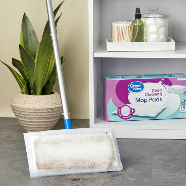 Deep Cleaning Mop Pads - 1 pack - 15 count per pack - plus 3 My Outlet Mall Resealable Storage Pouches