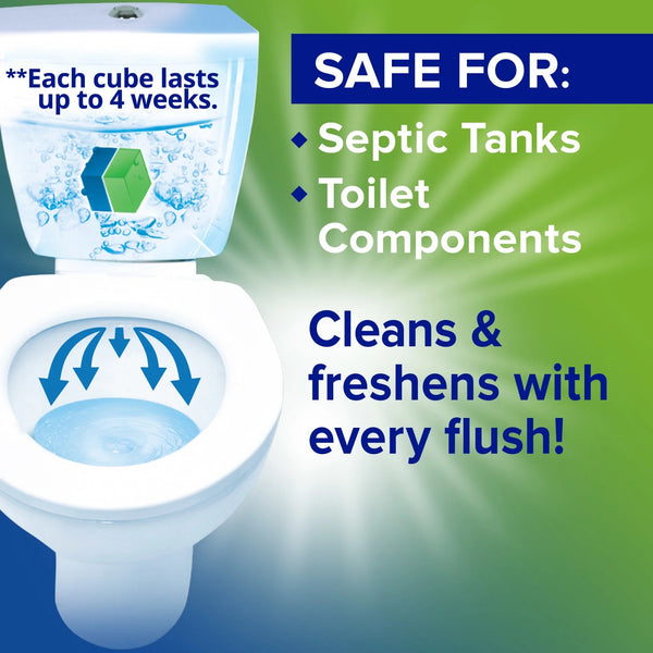 In-Tank Toilet Cleaner Duo-Cubes, Alpine Fresh - 1 pack -  4 count per pack - plus 3 My Outlet Mall Resealable Storage Pouches
