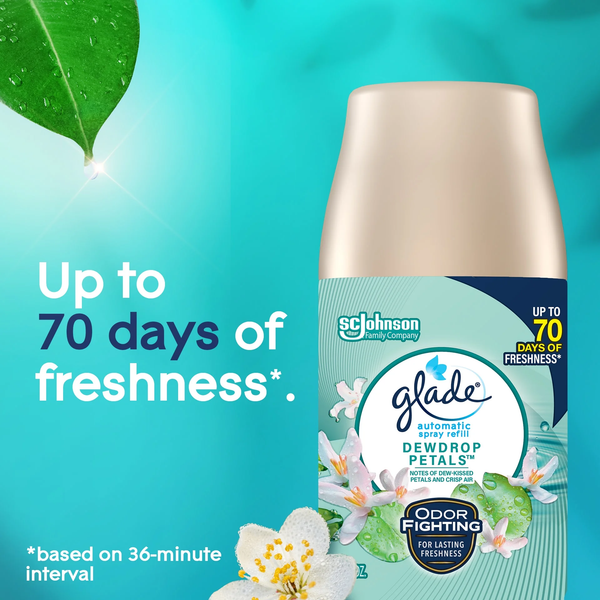 Automatic Spray Air Freshener Refill, Dewdrop Petals - 1 pack - 6.2 oz per pack - plus 3 My Outlet Mall Resealable Storage Pouches