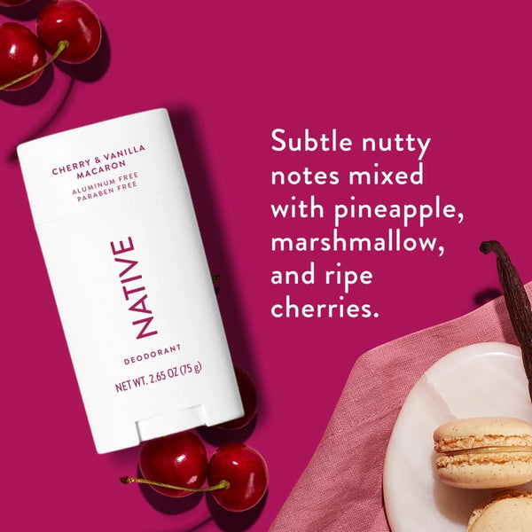 Deodorant, Aluminum Free, Cherry & Vanilla Macaron, Deodorant for Women and Men - 2 packs - 2.65 oz per pack - plus 3 My Outlet Mall Resealable Storage Pouches