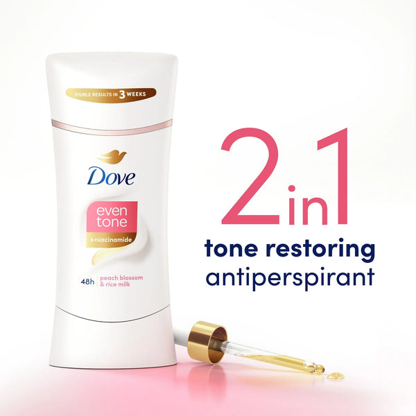 Even Tone Women's Antiperspirant Deodorant Stick Peach Blossom & Rice Milk for All Skin - 1 pack - 2.6 oz per pack - plus 3 My Outlet Mall Resealable Storage Pouches
