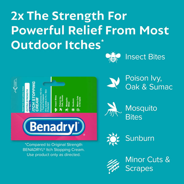 Extra Strength Anti-Itch Topical Analgesic Cream - 2 packs - 1 oz per pack - plus 3 My Outlet Mall Resealable Storage Pouches