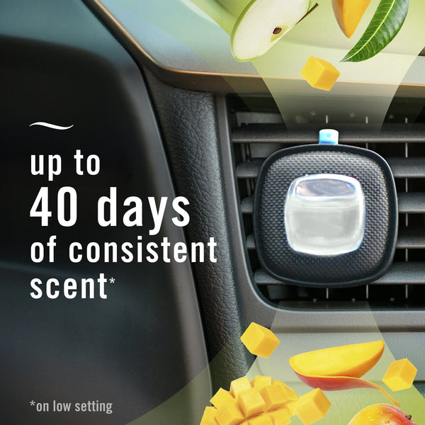 Car Air Freshener, Odor-Fighting Car Vent Clip, Apple Mango Sunshine, 2 Count - 1 pack - plus 3 My Outlet Mall Resealable Storage Pouches