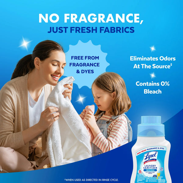 Laundry Sanitizer Additive, Odor Eliminating Liquids for Clothes and Linens, Unscented - 1 pack - 41 oz per pack - plus 3 My Outlet Mall Resealable Storage Pouches