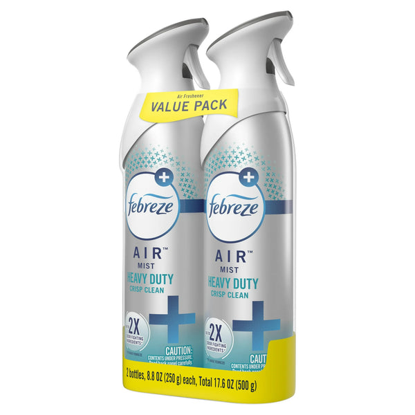 Air Freshener Spray, Odor-Fighting Room Spray, Heavy Duty Crisp Clean- 1 pack - 2 count per pack - plus 3 My Outlet Mall Resealable Storage Pouches