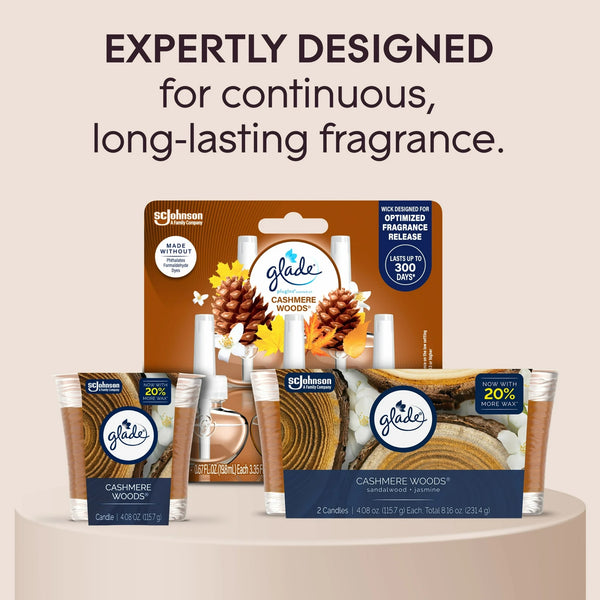 Single Wick Candles, Cashmere Woods, 2 Candles - 3 packs - plus 3 My Outlet Mall Resealable Storage Pouches