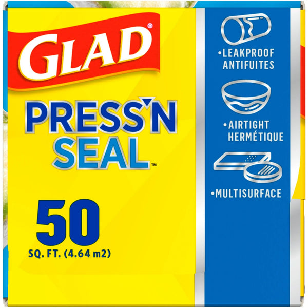 Press'n Seal Food Plastic Wrap - 1 pack -  50 sq ft Roll per pack - plus 3 My Outlet Mall Resealable Storage Pouches