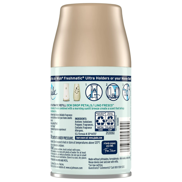 Automatic Spray Air Freshener Refill, Dewdrop Petals - 1 pack - 6.2 oz per pack - plus 3 My Outlet Mall Resealable Storage Pouches