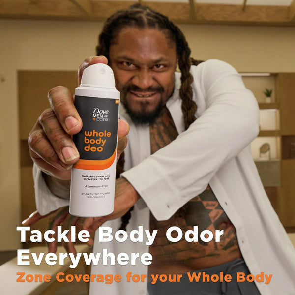 Men +Care Whole Body Deodorant Spray for Men Shea Butter & Cedar - 1 pack - 4 oz per pack - plus 3 My Outlet Mall Resealable Storage Pouches