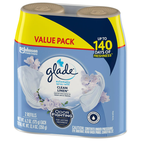 Automatic Spray Refills, Air Freshener, Infused with Essential Oils, Clean Linen - 2 packs - 2 count per pack - plus 3 My Outlet Mall Resealable Storage Pouches