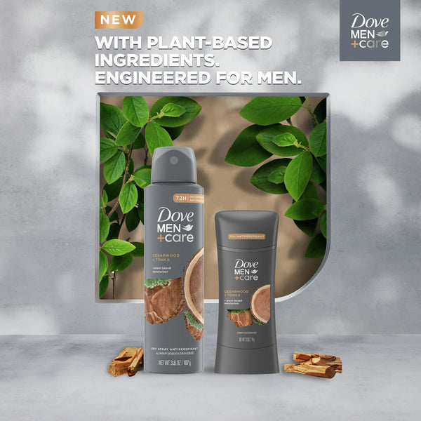 Men+Care Dry Spray Antiperspirant Deodorant for Men Cedarwood + Tonka - 1 pack - 3.8 oz per pack - plus 3 My Outlet Mall Resealable Storage Pouches
